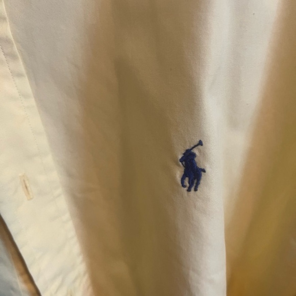 Polo Ralph Lauren cotton button down short sleeve yellow with blue pony XXL - Picture 3 of 4